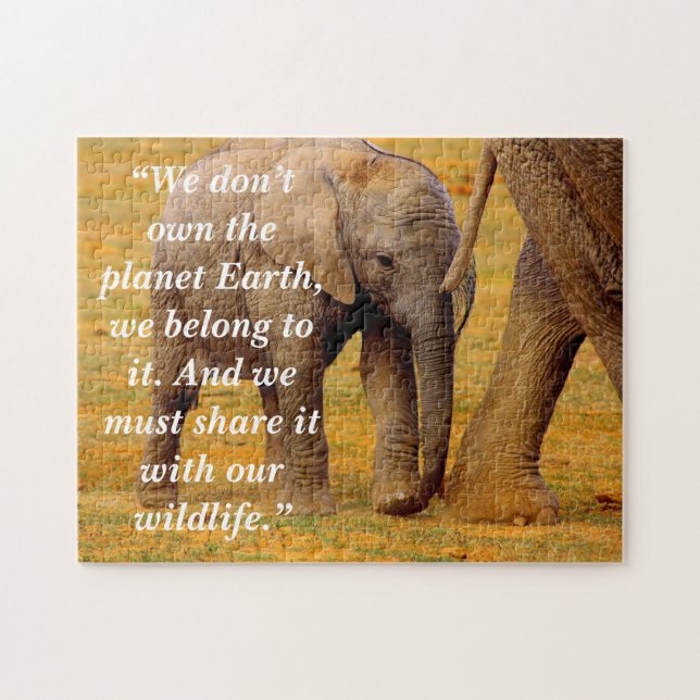 Puzzle Slogan personnalisé/Calf éléphant de conservation (Horizontal)