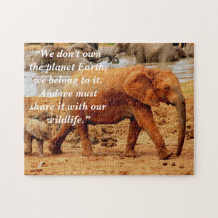 Puzzle Slogan personnalisé/Elephant de conservation Mère 