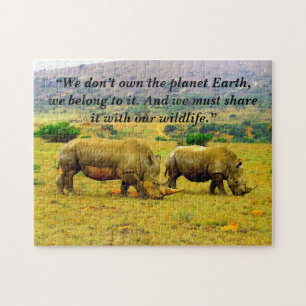Puzzle Slogan personnalisé/Rhinocéros de conservation
