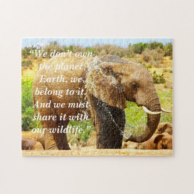 Puzzle Slogan personnalisé/Splash d'éléphant de conservat (Horizontal)