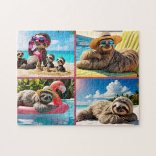 Puzzle Sloth Pool Party Collage Funny Relaxation Plage