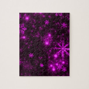 Puzzle Snowflakes avec Arrière - plan pourpre
