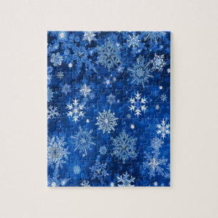 Puzzle Snowflakes de Noël Bleu et argent