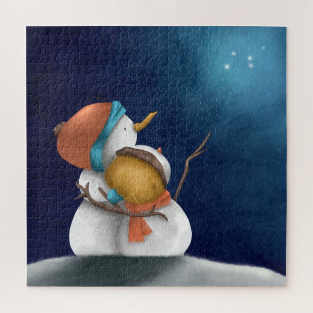 Puzzle Snowmen Aimant Couple Anniversaire Noël (Vertical)