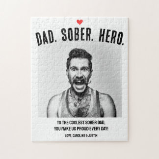 Puzzle Sobriety Support Cadeau, Papa Hero Sober Photo per