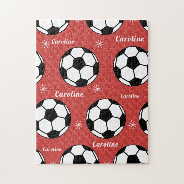 Puzzle Soccer Ball Neige Rouge Festif Vibrant Personnalis (Vertical)