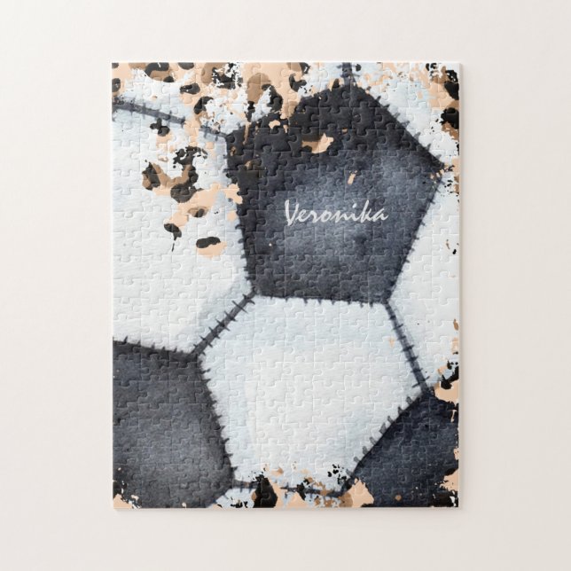 Puzzle Soccer Ball Poster de animal & Filles Enfants Nom  (Vertical)
