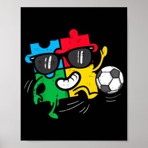 Puzzle Soccer Football Autism Awareness Sports Boy Poster