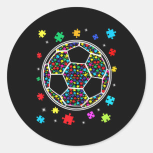 Puzzle Soccer Support Autism Awareness Men Women K Classic Round Sticker