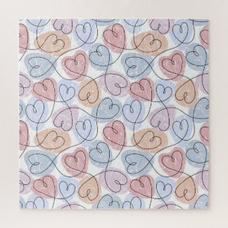 Puzzle Soft Hearts : Continuous Line Valentine's