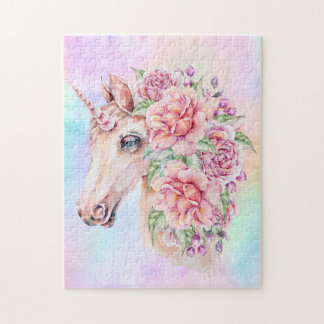 Puzzle Soft Pastel Unicorn avec Rose