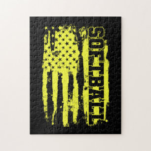 Puzzle Softball American Flag Softball Player