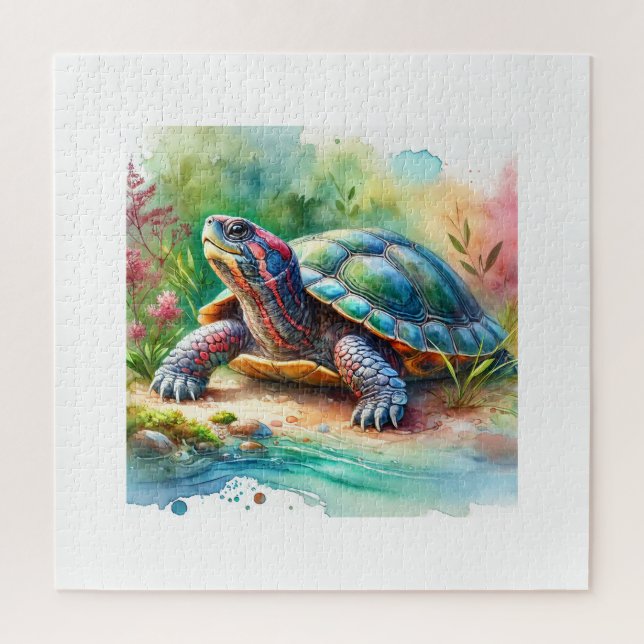 Puzzle Softshell Turtle 221024AREF149 - Watercolor (Vertical)