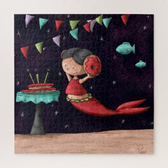 Puzzle Soirée d'anniversaire de la mignonne sirène (Vertical)