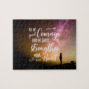 Puzzle Sois de Bonne Courage ciel nocturne - Psaume 31:24