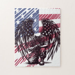 Puzzle Soldat Angel prier American USA Flag Art