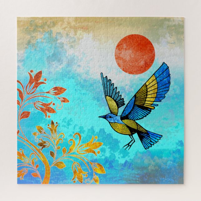 Puzzle Soleil de l'arbre d'oiseaux (Vertical)