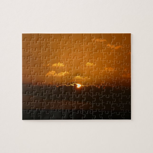 Puzzle Soleil Derrière les nuages I Orange Sunset Photo (Horizontal)