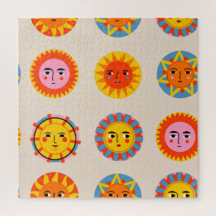 Puzzle soleils Abstraits : motif sans couture ethnique.