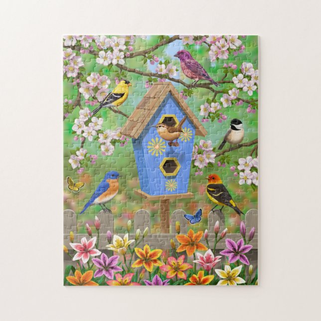 Puzzle Songbirds Lily Garden Birdhouse (Vertical)