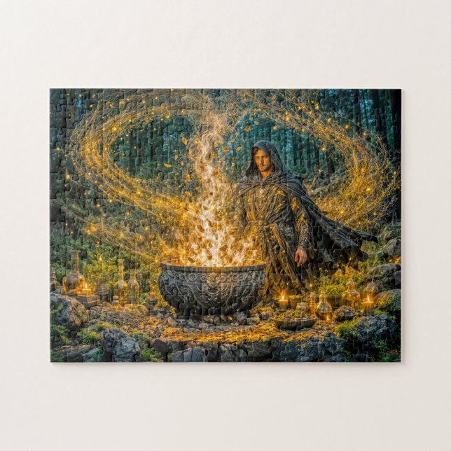 Puzzle Sorcier de fantasy dynamique avec chaudron magique (Horizontal)