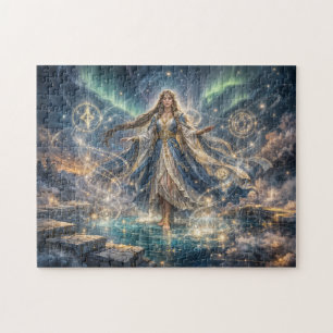 Puzzle Sorcière Céleste Mystique Fantastique Dorée