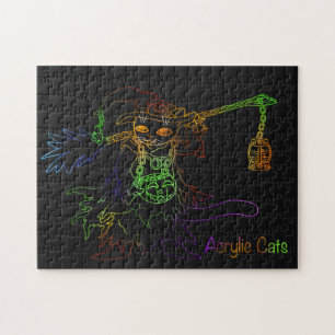 Puzzle Sorcière de chat noir d'Halloween
