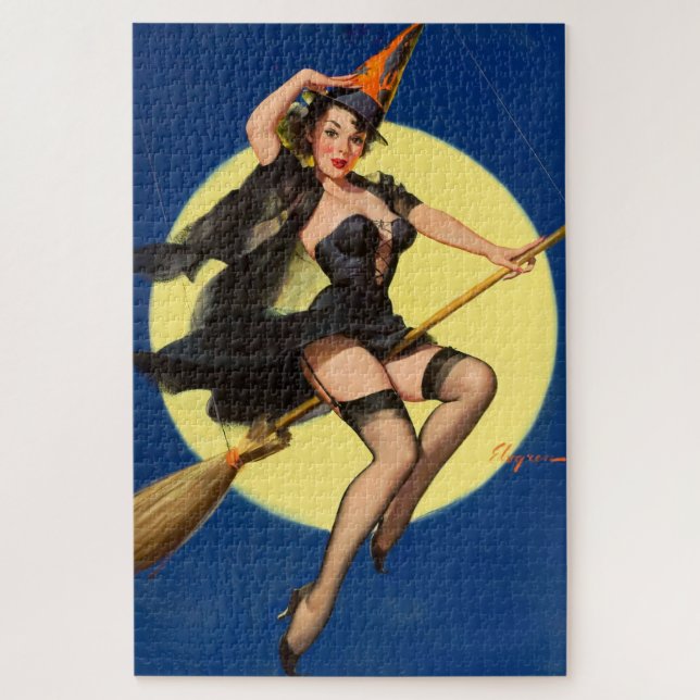 Puzzle Sorcière Halloween Pin up sorcière fille sorcière (Vertical)