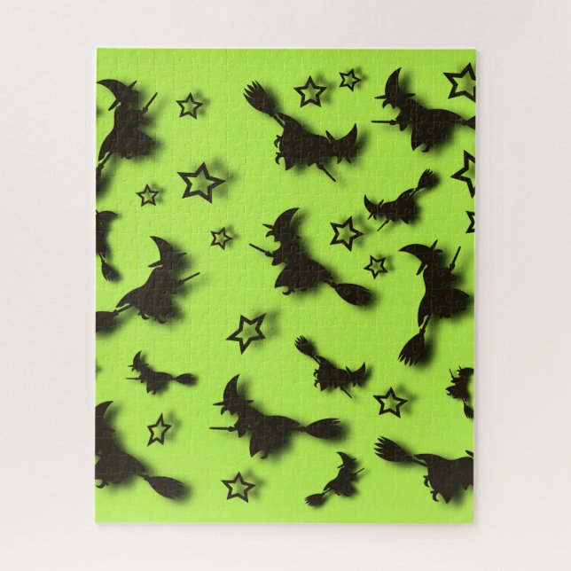 Puzzle Sorcière volante parmi les étoiles à Halloween nui (Vertical)