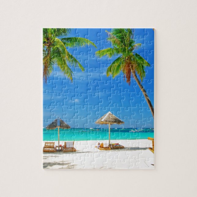 PUZZLE SOUHAIT TROPICAL DE PLAGE VOUS ÉTIEZ ICI CARTE (Vertical)