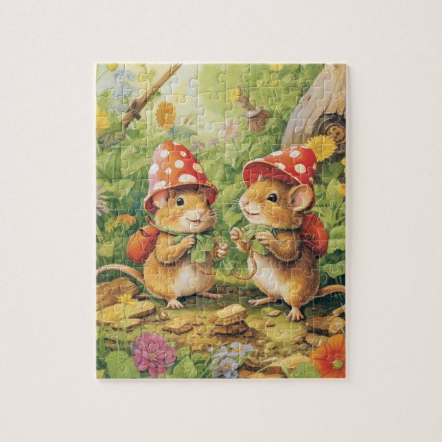 Puzzle Souris avec Casquette de champignon (Vertical)