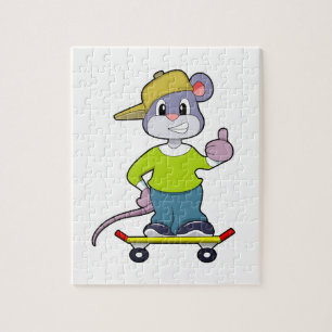 Puzzle Souris en skate avec skateboard