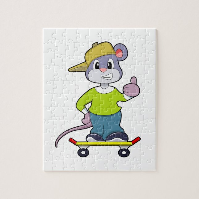 Puzzle Souris en skate avec skateboard (Vertical)