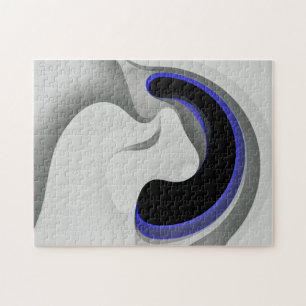 Puzzle Sous le bleu : gris Abstrait, noir et bleu