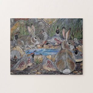 Puzzle Southwest Wildlife Quail Rabbit Bird Feeder Nature
