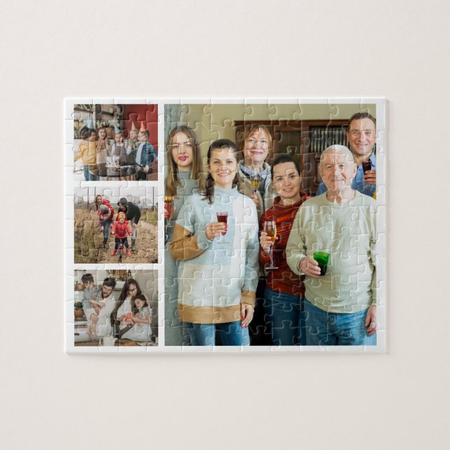Puzzle Souvenirs chères : personnalisable 4 Photo Collage (Horizontal)