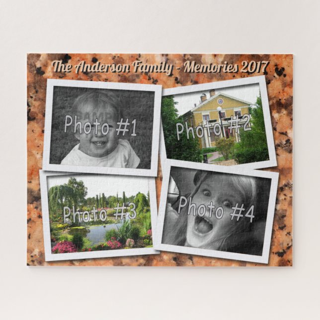 Puzzle Souvenirs de famille 4 photos faites sur commande (Horizontal)