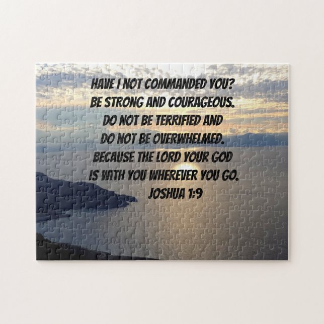 Puzzle Soyez Fort Et Courageux Joshua 1:9 Lac Sunset (Horizontal)