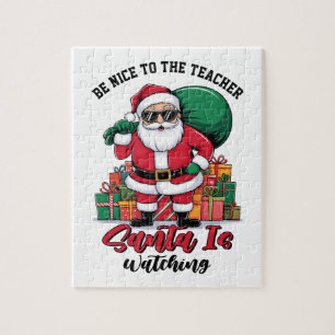 Puzzle Soyez gentil avec l'enseignant le Père Noël regard