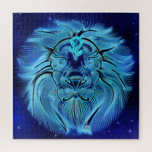 Puzzle Soyez un roi, soyez un lion, bleu, signe du zodiaq