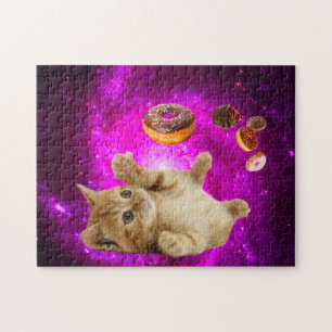 Puzzle Space cat et les beignets volants