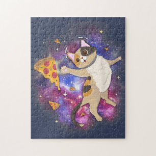 Puzzle Space Cat Kitten Astronaut Funny Pizza Mars Alien