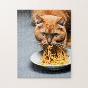 Puzzle Spaghetti mangeant des chats de gingembre