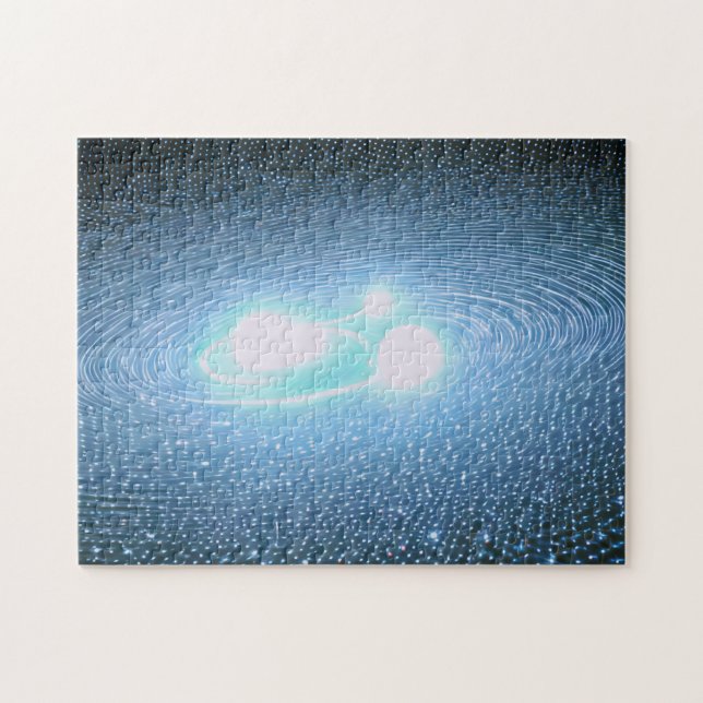 Puzzle sphères cosmiques blanches brillantes tournantes d (Horizontal)