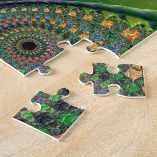 Puzzle Spirales Orange Vert Art Fractal