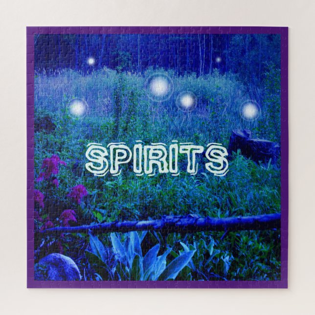 Puzzle Spirit Lights Orbs Blue Night Marsh Meadow (Vertical)