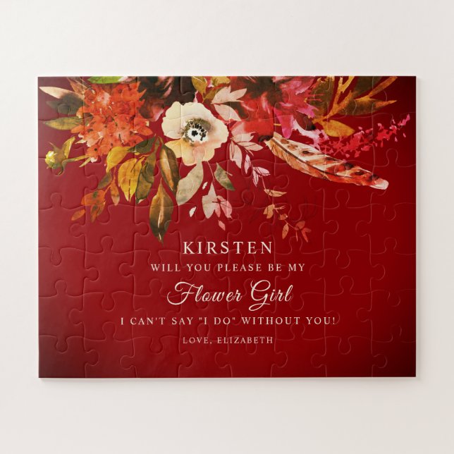Puzzle Splendeur d'automne Floral Brûlé Rouge Soyez ma fi (Horizontal)