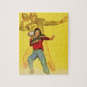Puzzle Sports Vintage, garçon futur quart-arrière de foot