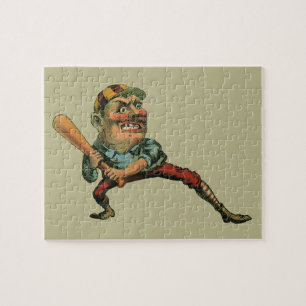 Puzzle Sports Vintage, joueur de baseball en colère au bâ
