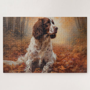 Puzzle Springer Spaniel en automne, les feuilles tombées